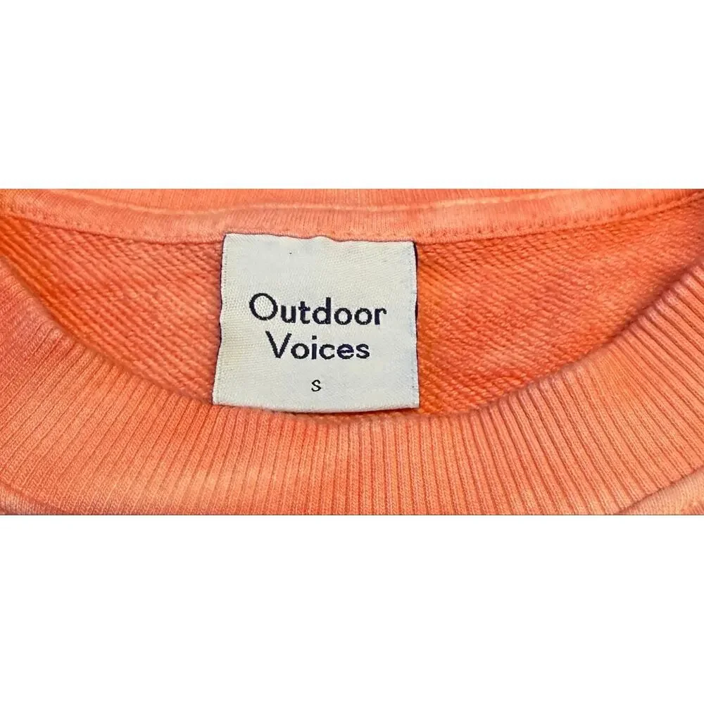 Outdoor Voices Tie Dye Crewneck Sweatshirt S 100% Cotton Coral Peach Pullover